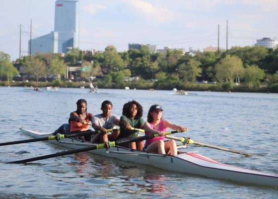 Girls four rowing